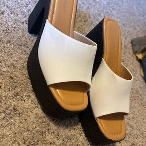 White Slide Platform Heels for Women